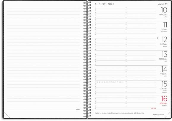  Kalender 2026 Stor Veckokalender Twist svart