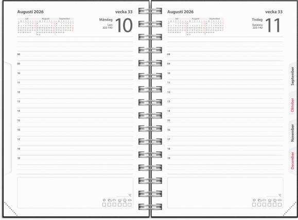  Kalender 2026 Dagbok Textile svart