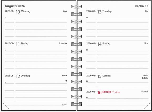  Kalender 2026 Leader Textile svart