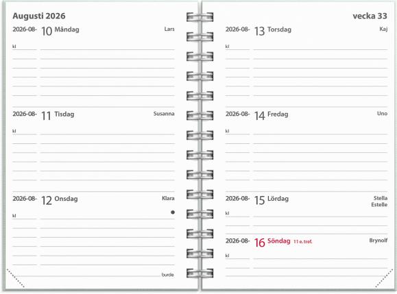  Kalender 2026 Leader Textile grön