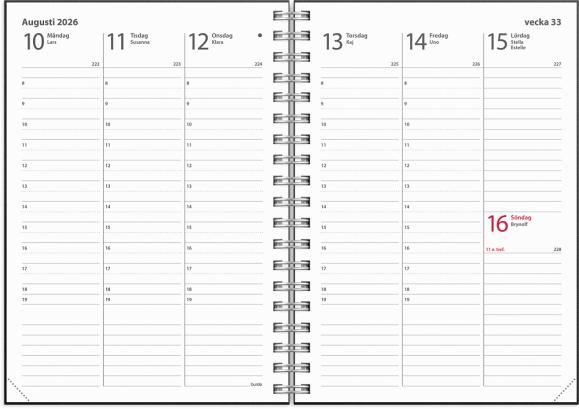  Kalender 2026 Weekly A6 Textile svart