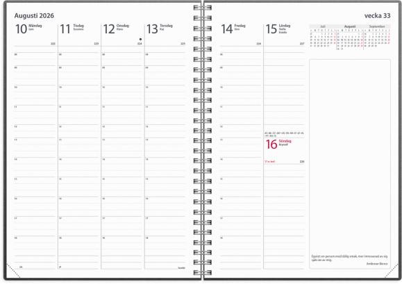  Kalender 2026 Business svart konstläder