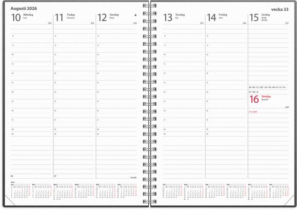  Kalender 2026 Weekly A5 svart konstläder