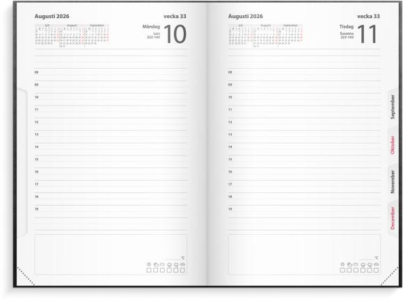  Kalender 2026 Dagbok svart konstläder