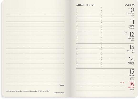  Kalender 2026 Liten Veckokalender Forma Deluxe brun
