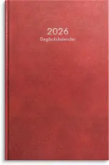  Kalender 2026 Dagbokskalender rött konstläder
