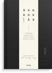  1-årsdagbok svart linnetextil
