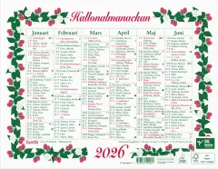  Väggkalender 2026 Lilla Hallonalmanackan