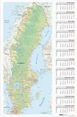  Väggkalender 2026 Väggblad Sverigekarta