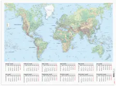  Väggkalender 2026 Väggblad Världskarta