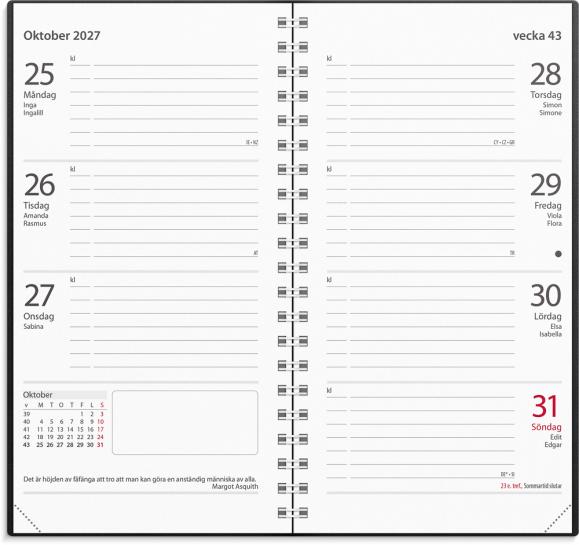  Kalender 2027 Master svart plast