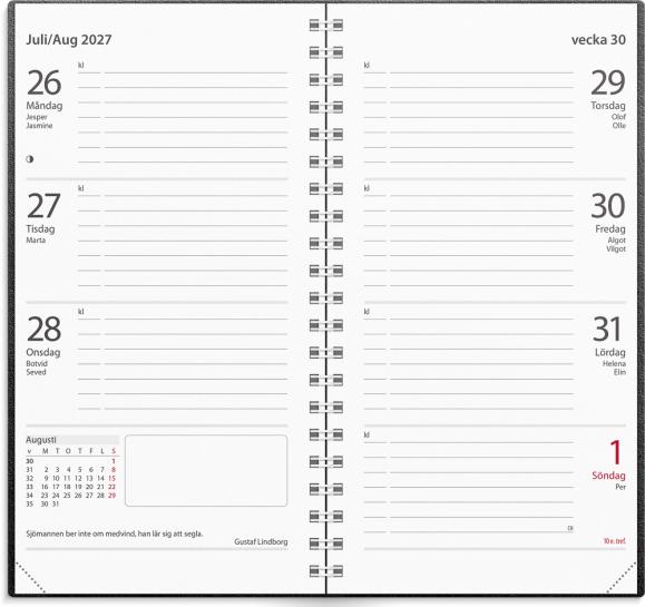  Kalender 2027 Master svart konstläder