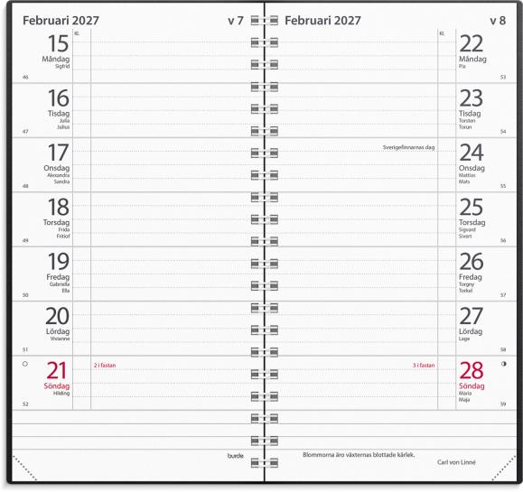  Kalender 2027 Plano svart plast