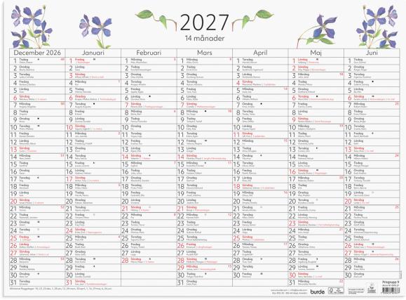  Väggblad 2027 14-månader