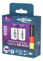  Batteri Ansmann laddbart Lithium D / LR20 Typ 6000 (min.5400mAh)