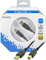  USB 2.0 kabel Typ A hane - Typ B hane 2m, svart