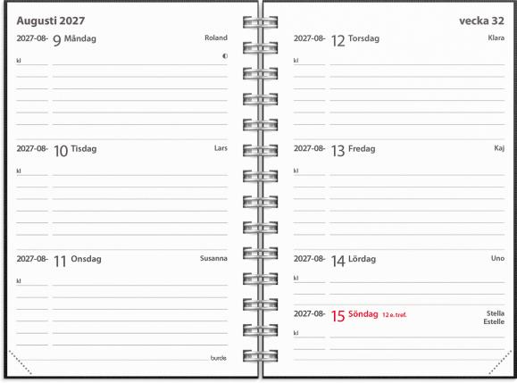  Kalender 2027 Leader Textile svart