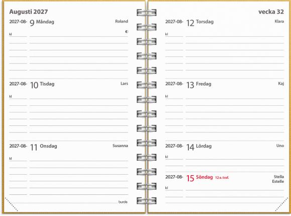  Kalender 2027 Leader Textile senapsgul