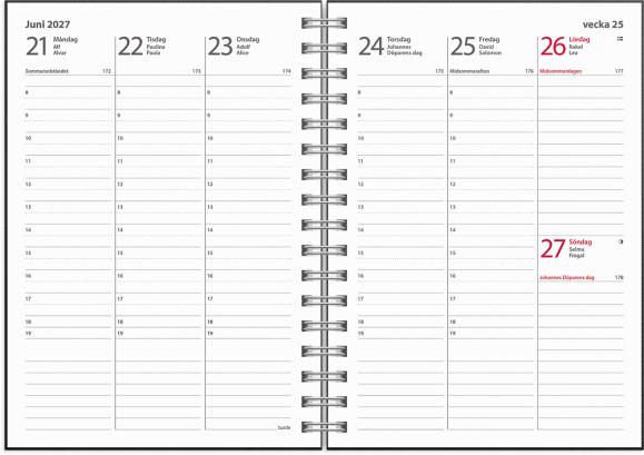  Kalender 2027 Weekly A6 Textile svart
