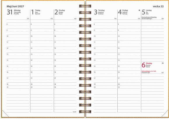  Kalender 2027 Weekly A6 Textile senapsgul