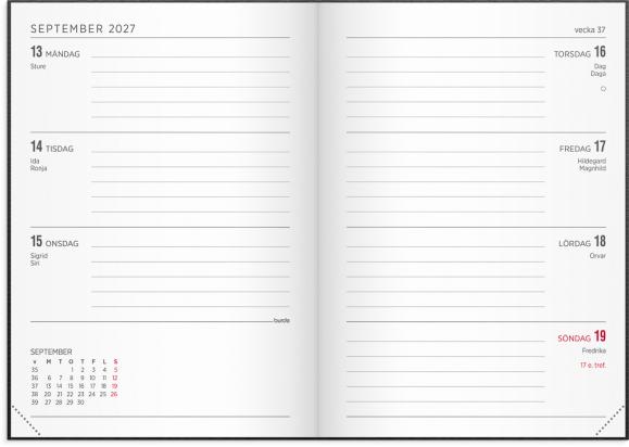  Kalender 2027 Senator A6 Vega svart