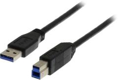  USB 3.0 kabel, Typ A hane - Typ B hane, 3m, svart