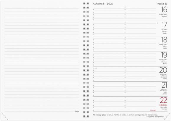  Stor Veckokalender 2027 svart konstläder