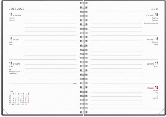  Kalender 2027 Senator A5 svart konstläder