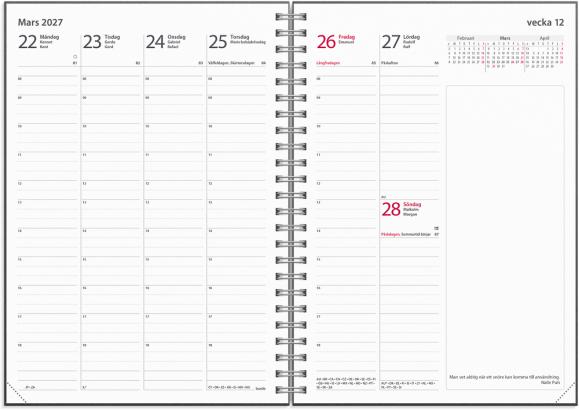  Kalender 2027 Business A5 svart skinn