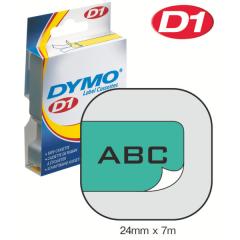  Dymo märk-tejp/band D1, 24mmx7meter svart/grön