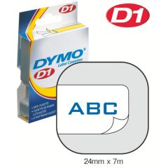  Dymo märk-tejp/band D1, 24mmx7meter blå/vit