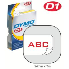  Dymo märk-tejp/band D1, 24mmx7meter röd/vit