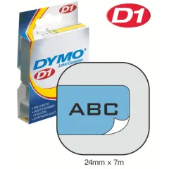  Dymo märk-tejp/band D1, 24mmx7meter svart/blå