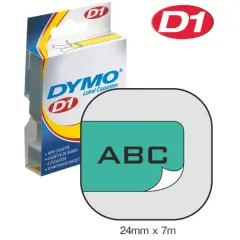 Dymo märk-tejp/band D1, 24mmx7meter svart/grön
