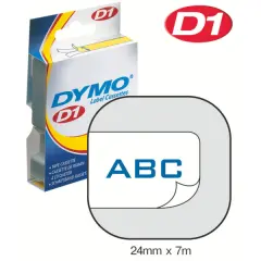  Dymo märk-tejp/band D1, 24mmx7meter blå/vit