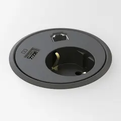  Bordsgenomföring Powerdot med eluttag, data och USB-laddare 79mm