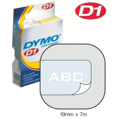  Dymo m&auml;rk-tejp/band D1, 19mmx7meter vit/klar