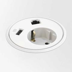 Bordsgenomföring Powerdot med eluttag, data och USB-laddare 79mm vit