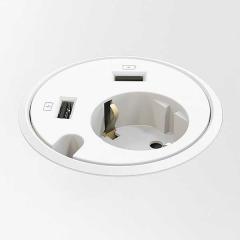  Bordsgenomföring Powerdot med eluttag och 2xUSB-laddare 79mm vit