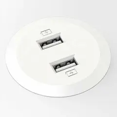  Bordsgenomf&ouml;ring Powerdot mini med 2xUSB-laddare 51mm vit