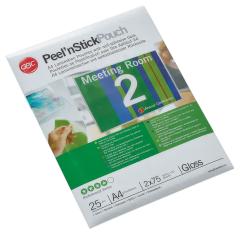  Lamineringsficka GBC A4 75mic klar sj&auml;lvh&auml;ftande 25-pack