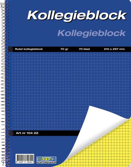  Kollegieblock A4 70g gult papper