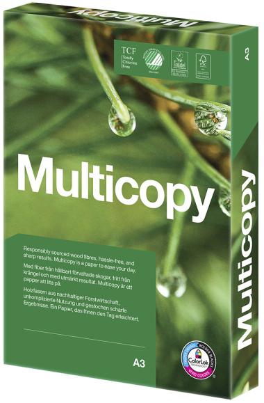  Kopieringspapper MultiCopy A3 100g ohålat vitt