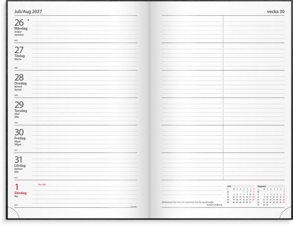  Kontorskalender 2027 svart konstläder