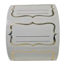  Etikett Scroll guld 80x44mm