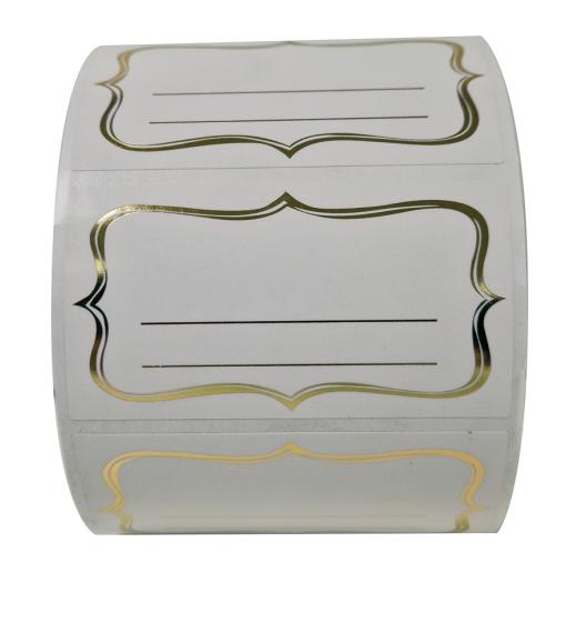  Etikett Scroll guld 80x44mm