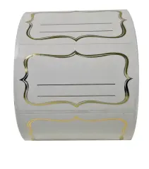  Etikett Scroll guld 80x44mm