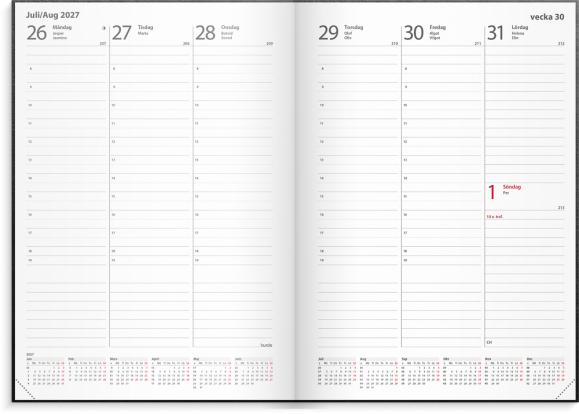  Kalender 2027 Weekly A5 svart konstläder