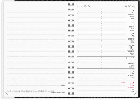  Liten Veckokalender 2027 svart plast