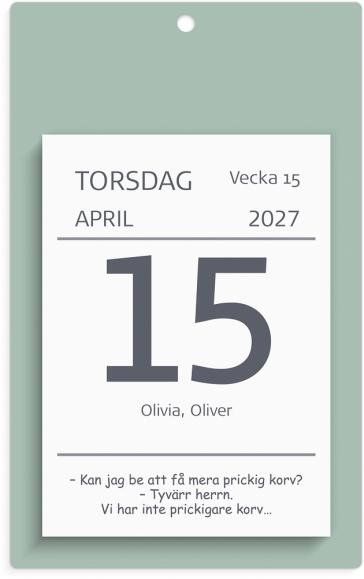  Väggplån med dagblock 2027 Humor